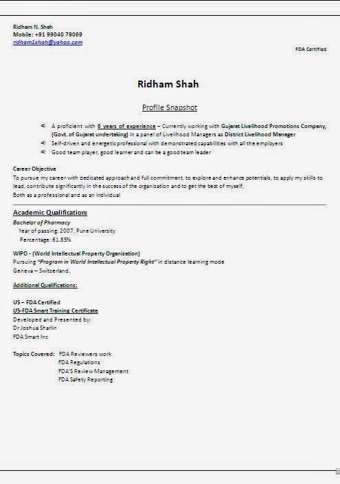Resume format for campus placement